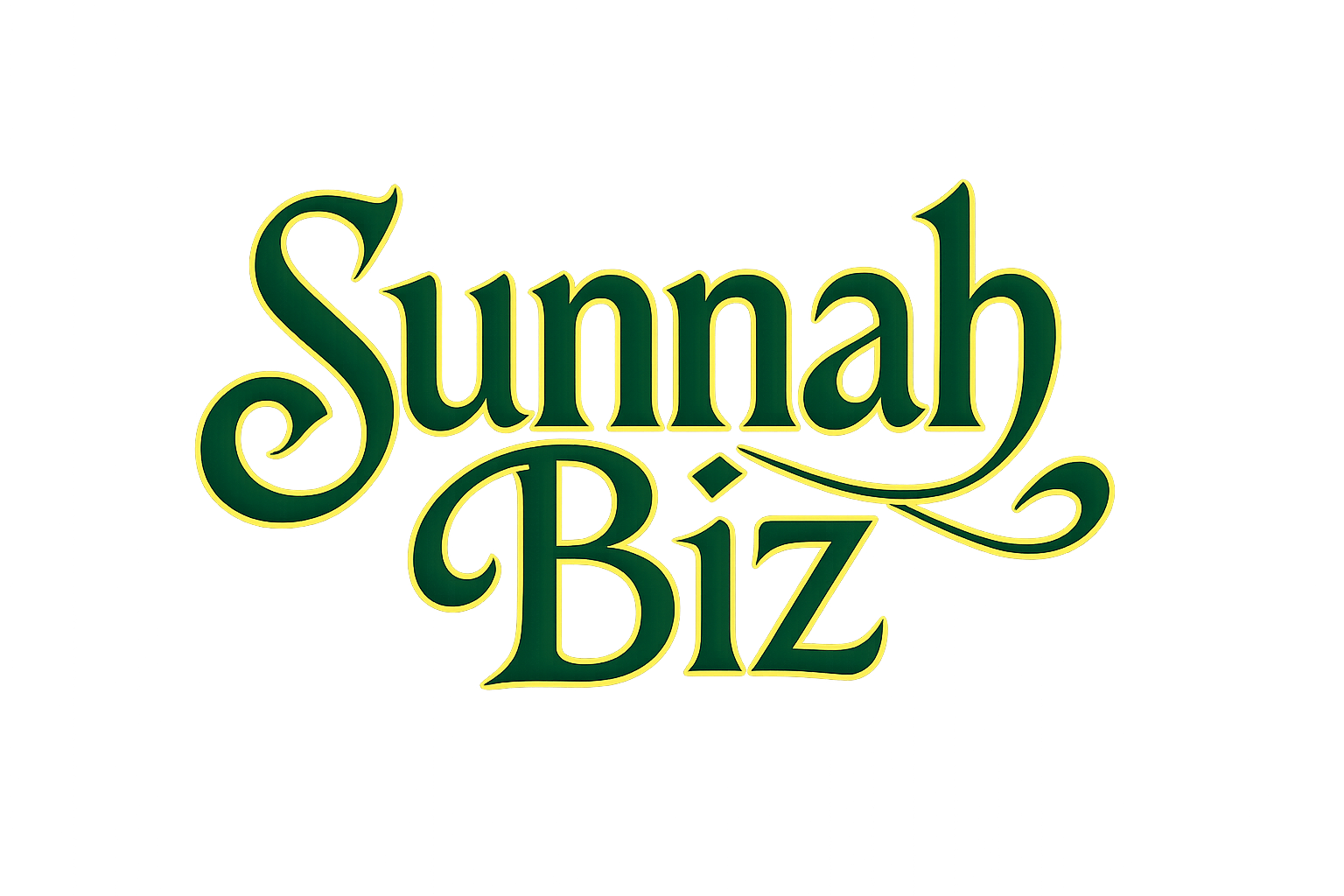 generate a typographic logo with text "SunnahBiz", this will represent islamic vibe in the font